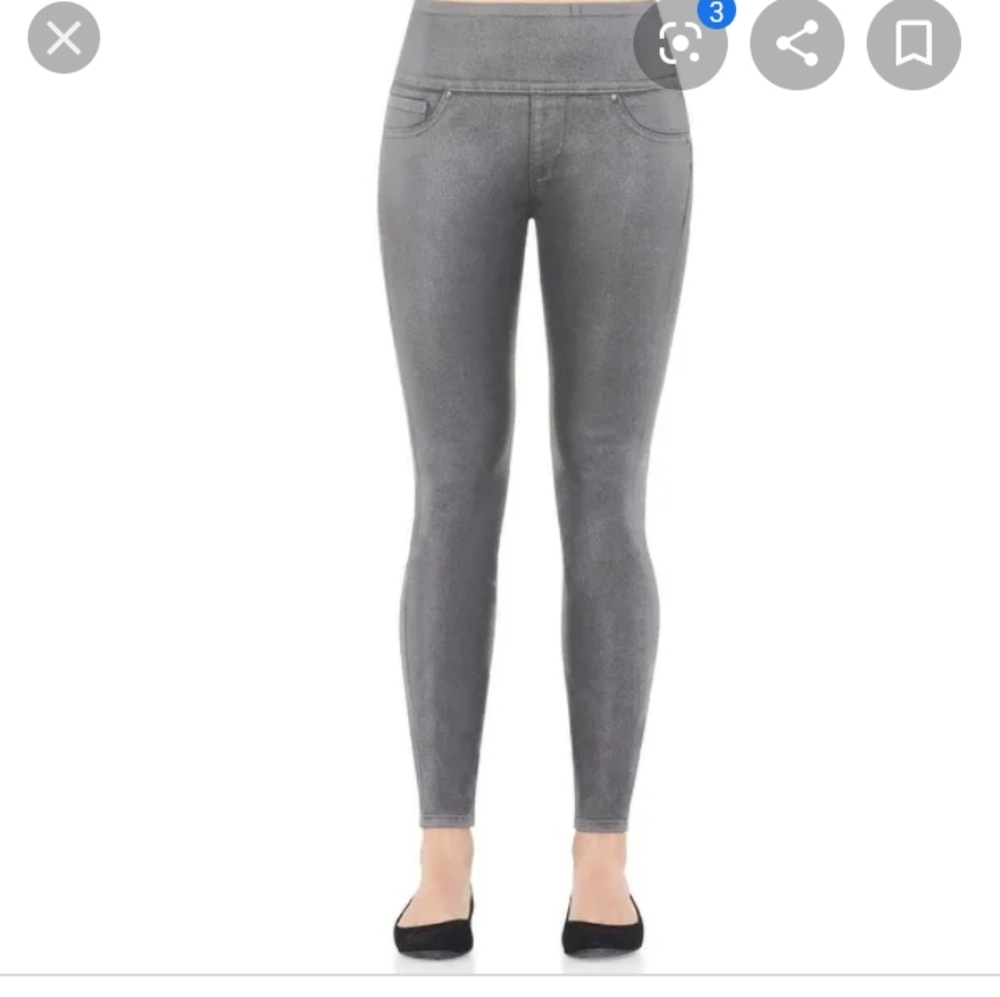 NEW SPANX DENIM LEGGINGS PEWTER WAX